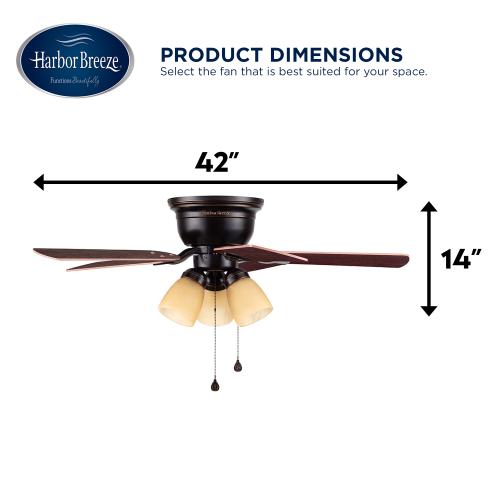 Harbor Breeze Centreville 42-in Flush Mount Oil-Rubbed Bronze with Auburn/Mink Blades Ceiling Fan With Light ( 5 -Blade )