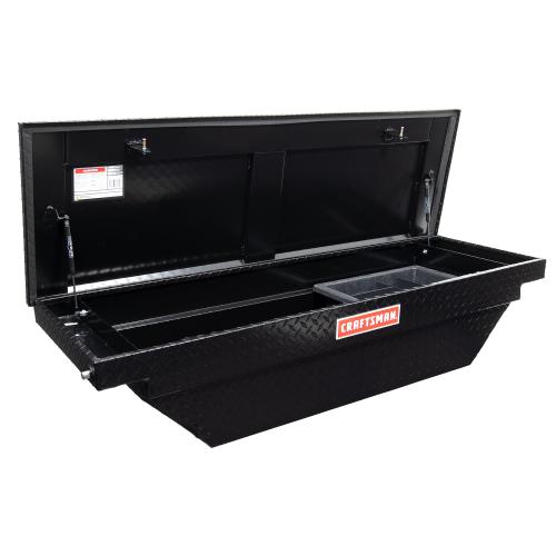CRAFTSMAN 61.5-in x 20-in x 13-in Matte Black Aluminum Crossover Truck Tool Box - with dents, see the pictures.