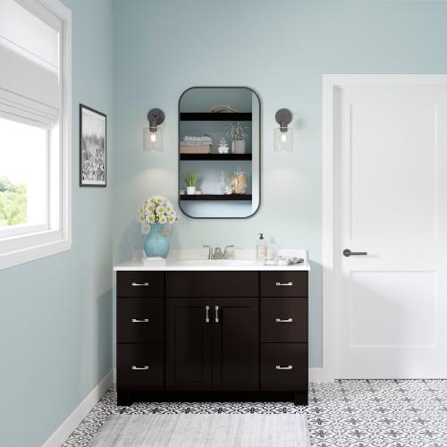 Project Source Cultured Marble Vanity Tops 49-in x 22-in White Cultured Marble Integral Single Sink 3-Hole Bathroom Vanity Top