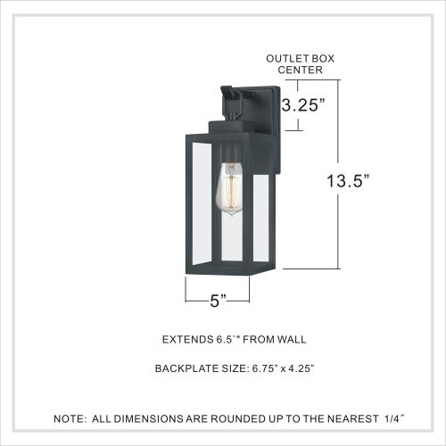 Quoizel Breitling 1-Light 13.5-in H Matte Black Outdoor Wall Light