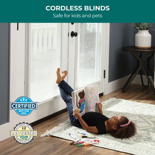 ODL Add on blind 0.59-in Slat Width 20-in x 64-in Cordless White Aluminum Light Filtering Mini-blinds
