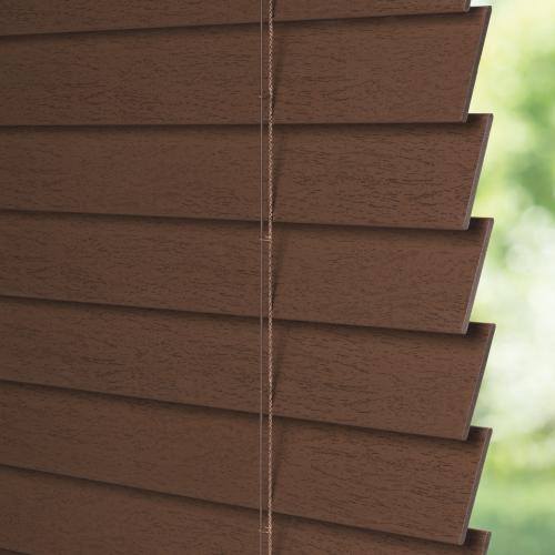LEVOLOR Trim Go 2-in Slat Width 35-in x 64-in Cordless Walnut Faux Wood Room Darkening Horizontal Blinds