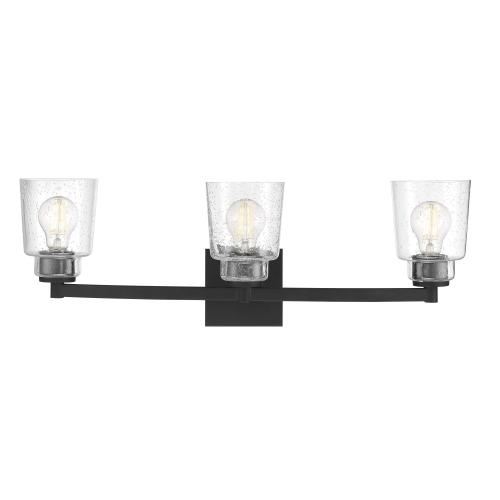 Signature Hardware Laurelgrove 26.625-in 3-Light Matte Black Modern/Contemporary Vanity Light