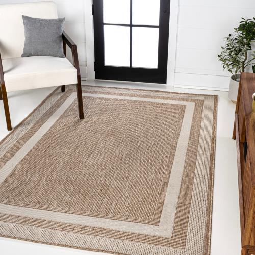 JONATHAN  Y TUSCAN SUN Dover 3-Stripe 3 X 5 (ft) Beige/Cream Indoor/Outdoor Solid Coastal Area Rug