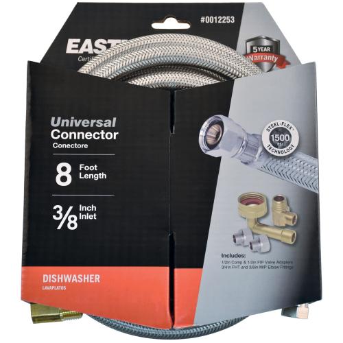 EASTMAN 8-ft 3/8-in Compression Inlet x 3/8-in Compression Outlet Stainless Steel Dishwasher Connector