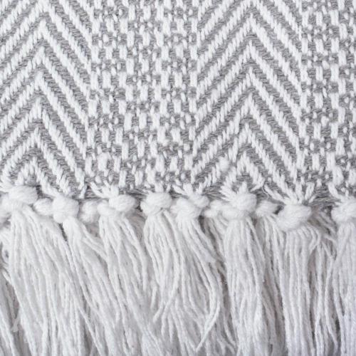 DII Gray Herringbone Stripe Throw - Woven Cotton Geometric Pattern - Machine Washable - Versatile Home Decor - Rustic Vintage Look - DII Throw Blanket