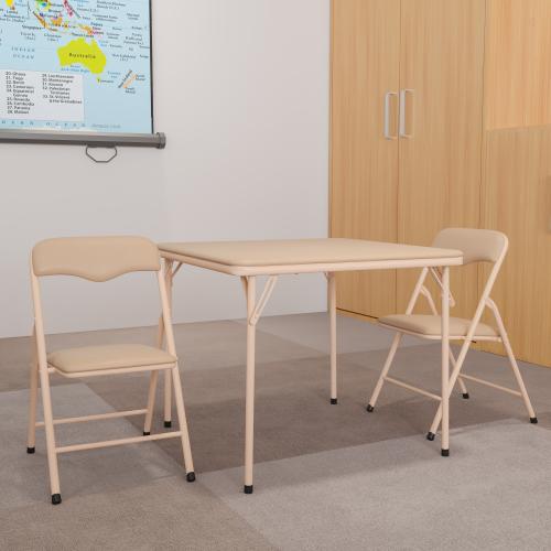 Flash Furniture 24-in x 24-in 3-Piece Indoor Powder-coated Steel Folding Table and Chair Set