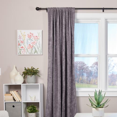 allen   roth Kirby 72-in to 144-in Matte Black Steel Single Curtain Rod with Finials