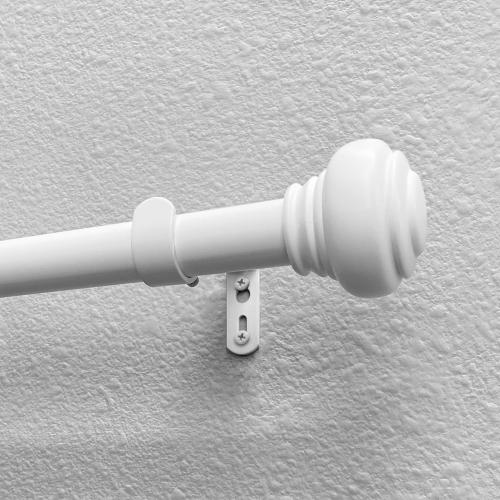 allen   roth 72-in to 144-in White Steel Single Curtain Rod with Finials