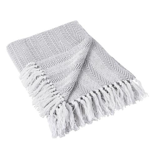 DII Gray Herringbone Stripe Throw - Woven Cotton Geometric Pattern - Machine Washable - Versatile Home Decor - Rustic Vintage Look - DII Throw Blanket