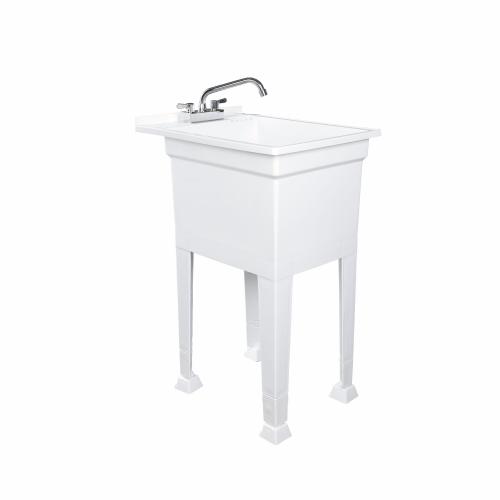 Project Source 18-in x 24-in 1-Basin White Freestanding Utility Tub with Drain and Faucet