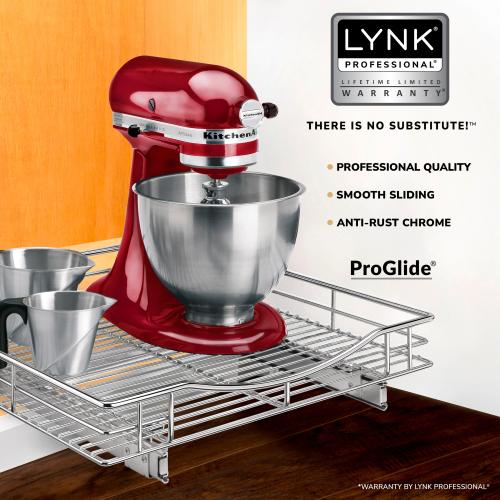 Lynk Professional Pull Out Cabinet Organizer, Slide Out Pantry Shelf 20-in W x 4-in H x 21-in D 1-Tier Cabinet-mount Silver/Chrome Metal Pull-out Under-sink Organizer