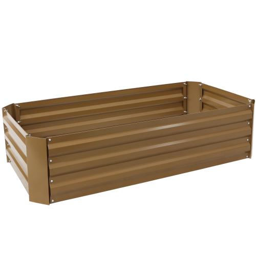 Sunnydaze Decor 48-in W x 24-in L x 11.75-in H Elevated Brown Galvanized Metal Raised Garden Bed
