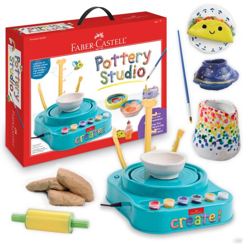 Faber-Castell Do Art Pottery Studio - Complete Clay Sculpting Kit with Air-dry Clay, Tools, Paints, and Instructions