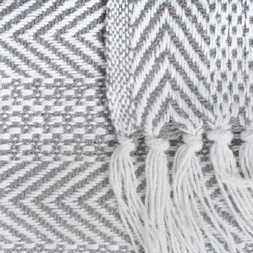 DII Gray Herringbone Stripe Throw - Woven Cotton Geometric Pattern - Machine Washable - Versatile Home Decor - Rustic Vintage Look - DII Throw Blanket