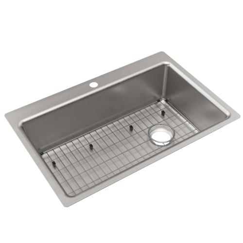 Elkay Greenwood Dual-mount 33-in x 22-in Satin Stainless Steel Single Bowl 1-Hole Kitchen Sink