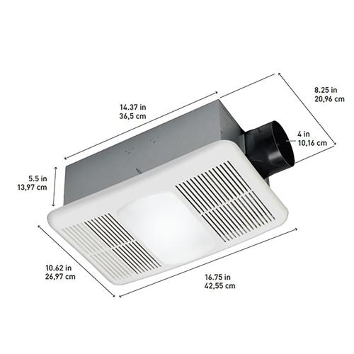 Utilitech Heater 1.5-Sone 80-CFM White Lighted Bathroom fan and heater (no test)