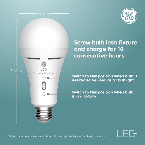 GE LED  Battery 60-Watt EQ A21 Soft White Medium Base (e-26) LED General Purpose Light Bulb
