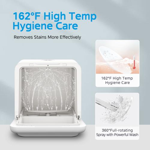 Midea 16.53-in Portable Countertop dishwasher ( White ) 2 Place Settings with Condensation Dry , 58-Decibel Standard Sound Level