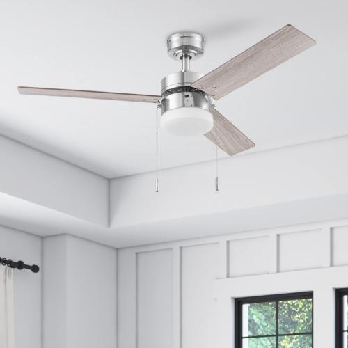 Harbor Breeze Vue 44-in Brushed Nickel with Driftwood/Cocoa Blades LED Indoor Ceiling Fan with Light (3-Blade) (Broken)