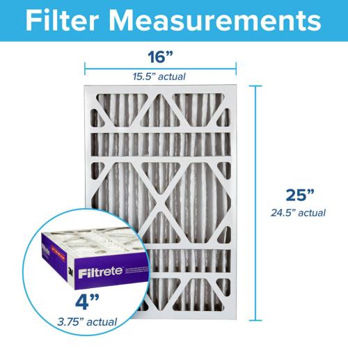 Filtrete 16-in W x 25-in L x 4-in MERV 12 1550 MPR Slim Allergen, Bacteria and Virus Electrostatic Pleated Air Filter