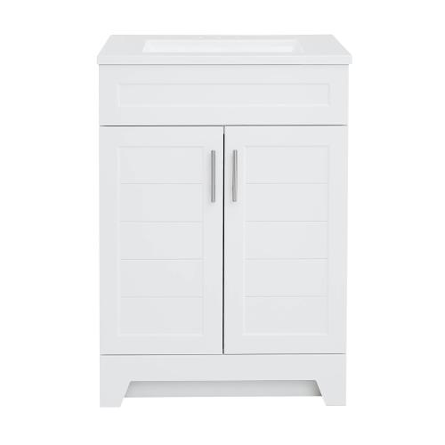 Style Selections Kirkman 18-in White Single Sink Bathroom Vanity with White Cultured Marble Top