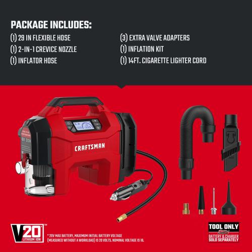 CRAFTSMAN 3-in-1 V20 Tool-Only 20-volt Air Inflator (Power Source: Battery)