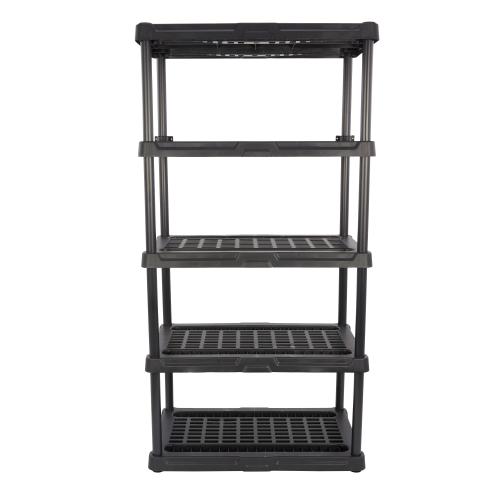 Project Source Plastic Heavy Duty 5-Tier Utility Shelving Unit (36-in W x 24-in D x 72-in H), Black, (200-lb Capacity Per Shelf) (Broken 1 Corner)