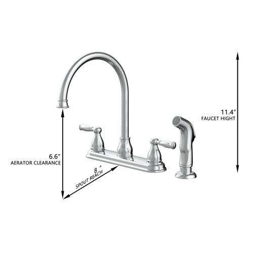 Project Source BRICE Polished Chrome Double Handle Deck-mount Kitchen Faucet ( Deck Plate Included ) ( Side Sprayer Included )