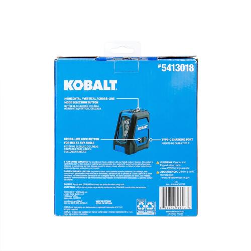 Kobalt 100-ft Self-Leveling Indoor/Outdoor Cross Beam Cross-line Laser Level (Accessories Included)