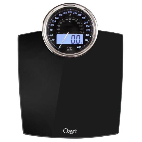 Ozeri 400-lb (180 kg) Rev Electro Mechanical 50 gram Sensor Digital Black Bathroom Scale