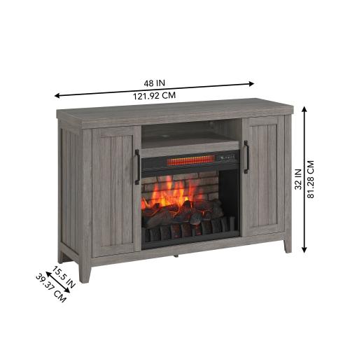 Style Selections 48-in W Iron Oak Infrared Quartz Electric Fireplace