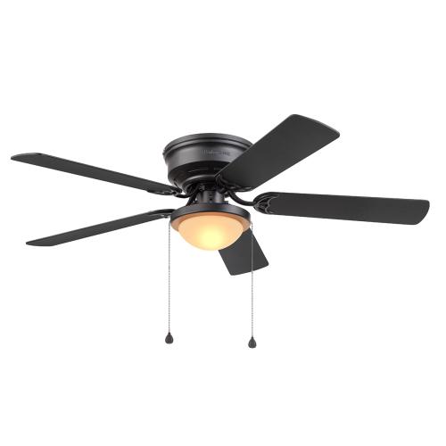 Harbor Breeze Armitage 52-in Matte Black LED Indoor Flush Mount Ceiling Fan with Light (5-Blade)