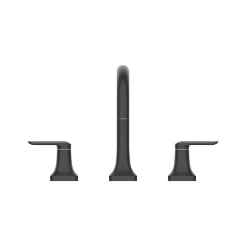 allen   roth Dunmore Matte Black Widespread 2-Handle WaterSense Bathroom Sink Faucet with Drain