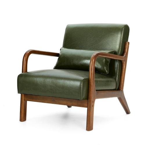 Glitzhome Casual Green Faux Leather Accent Chair