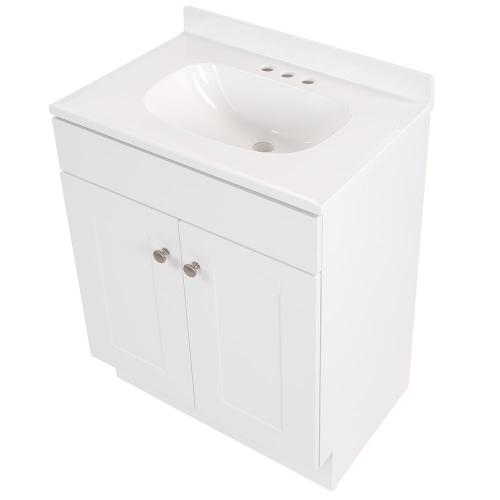 Project Source 24-in White Single Sink Bathroom Vanity with White Cultured Marble Top