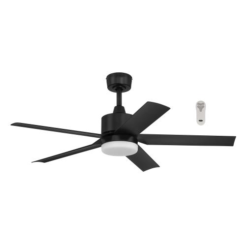 Harbor Breeze Reidsport 44-in Matte black Color-changing Integrated LED Indoor/Outdoor Downrod or Flush Mount Ceiling Fan with Light and Remote (5-Blade)