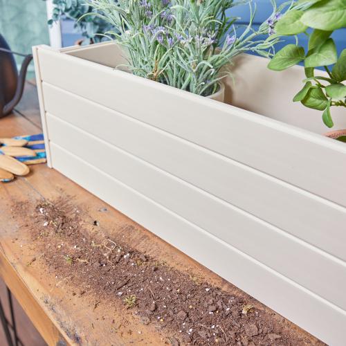 New Age Garden Rectangle 7.3-in W Medium Off-white Mixed/Composite Outdoor Window box with Drainage Holes