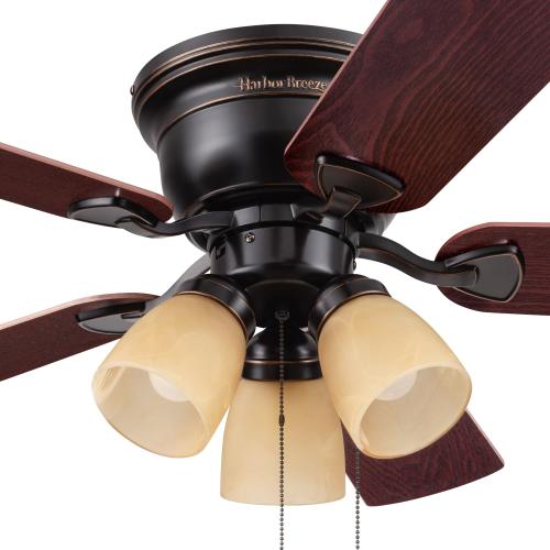 Harbor Breeze Centreville 42-in Flush Mount Oil-Rubbed Bronze with Auburn/Mink Blades Ceiling Fan With Light ( 5 -Blade )
