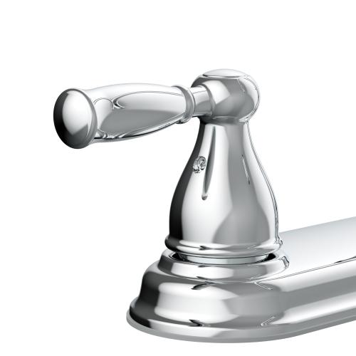 Project Source BRICE Polished Chrome Double Handle Deck-mount Kitchen Faucet ( Deck Plate Included ) ( Side Sprayer Included )