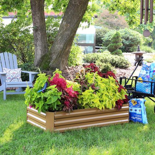Sunnydaze Decor 48-in W x 24-in L x 11.75-in H Elevated Brown Galvanized Metal Raised Garden Bed