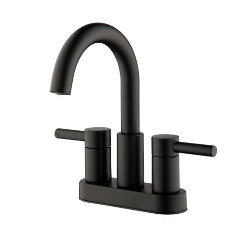 allen   roth Harlow Matte Black 4-in centerset 2-Handle WaterSense Bathroom Sink Faucet with Drain and Deck Plate