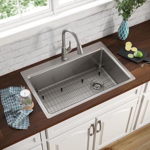 Elkay Greenwood Dual-mount 33-in x 22-in Satin Stainless Steel Single Bowl 1-Hole Kitchen Sink