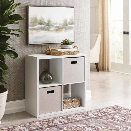 allen   roth 30-in H x 29.87-in W x 13.5-in D White Stackable Wood laminate 4 Cube organizer