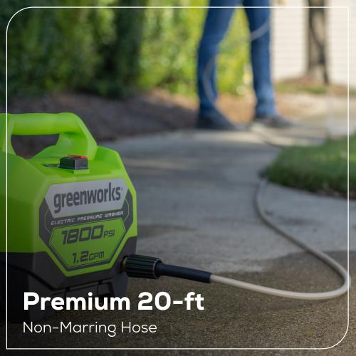 Greenworks 1800-PSI 1.2-GPM Cold Water Electric Pressure washer with 2 Spray Tips