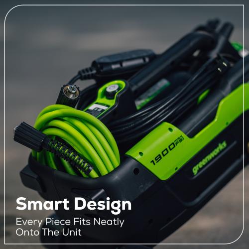 Greenworks 1900-PSI 1.2-GPM Cold Water Electric Pressure washer with 4 Spray Tips and Surface Cleaner