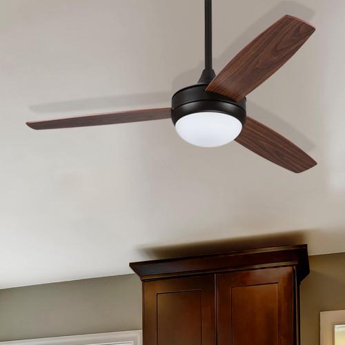 Harbor Breeze Beach Creek 52-in Bronze with Sable/Auburn Blades Integrated LED Indoor Downrod or Flush Mount Ceiling Fan with Light and Remote (3-Blade)