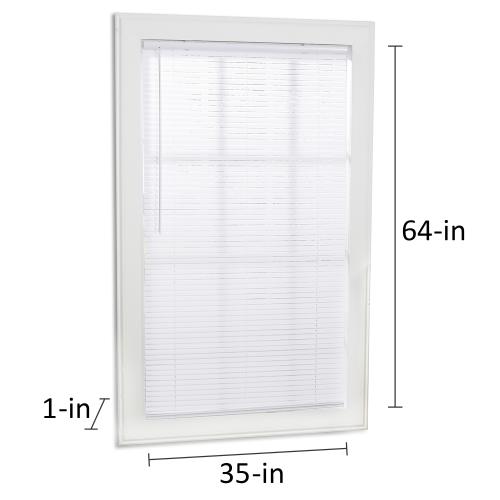 Project Source Light Filtering 1-in Slat Width 35-in x 64-in Cordless White Vinyl Light Filtering Mini-blinds
