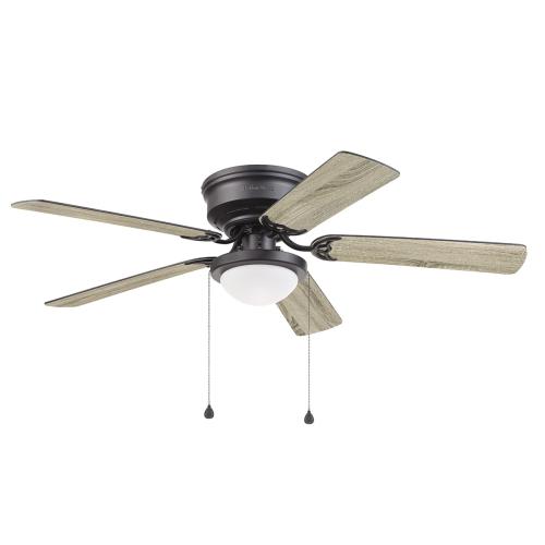 Harbor Breeze Armitage 52-in Matte Black LED Indoor Flush Mount Ceiling Fan with Light (5-Blade)
