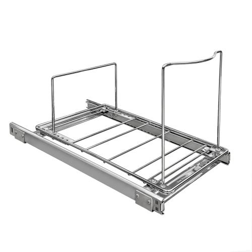 Lynk Professional 10.1-in W x 11.25-in H x 20.25-in D 1-Tier Cabinet-mount Silver/Chrome Metal Pull-out Under-sink Organizer